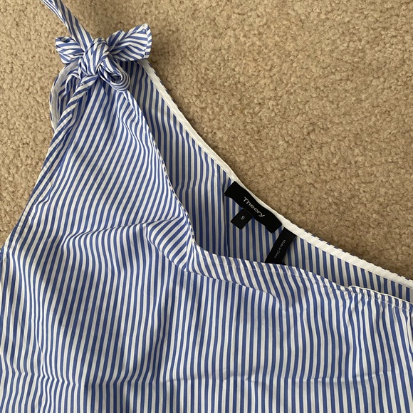 Theory Grajik One Shoulder Striped Blouse - Picture 4 of 4